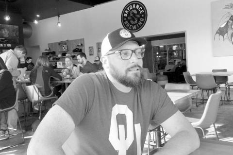 Iowa Tribe of Oklahoma Chairman Jake Keyes pauses for a photo at his Oklahoma City brewery, Skydance Brewing, on Nov. 27, 2021. (Courtesy Photo/ The Oklahoman)