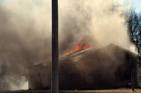 A structure fire raged on Union Street near Pioneer Nursing Home just before noon on Thursday, Jan. 15. According to officials, there were no injuries. High Fire danger persisted much of the week due to high winds and dry conditions. —Staff Photo by Bil