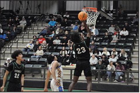 Seminole Chieftain Jay Ladd goes up for the layup Thursday night at Seminole. Staff Photo by Bill Anderson