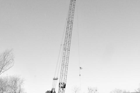 A crane helps with the heavy lifting as construction continues on Seminole’s new wastewater treatment plant. City Manager Steve Saxon said Tuesday that he expects the plant to be online in August. —Staff Photo by Bill Anderson
