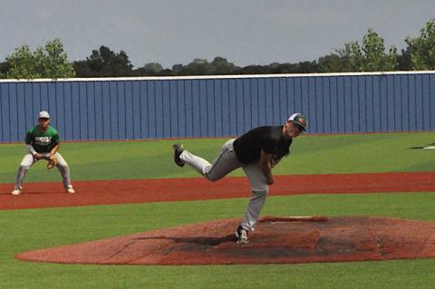 Seminole Chieftain pitcher Carter Childs throws the fastball Wednesday afternoon. Staff Photo by Bill Anderson