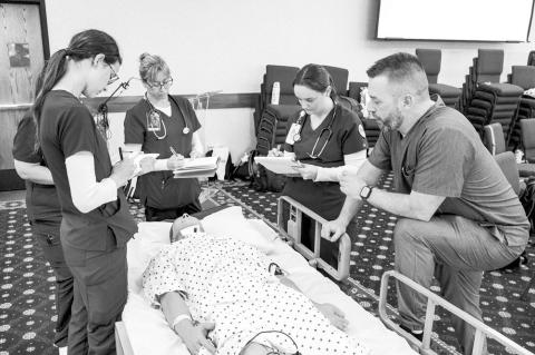 Seminole State College nursing students participated in a simulation training event on March 25. SSC seniors in the Leadership class managed the rural hospital drill organized by Assistant Professor of Nursing Butch Cantrell.