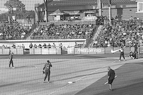 Courtesy Photo by Ernie Willis Volts batter Tiare Jennings (OU) gets ready for the pitch Friday evening in Norman.