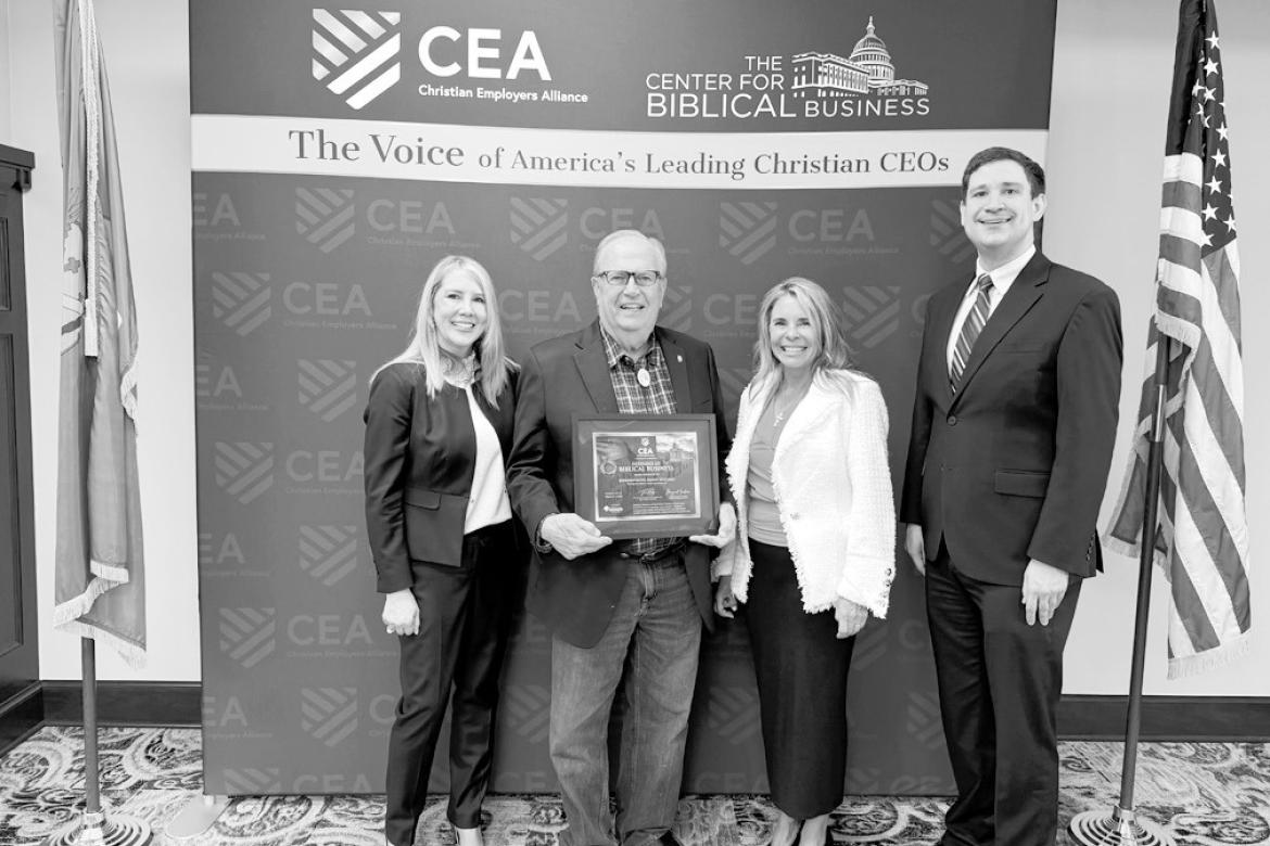 The Christian Employers Alliance presents Rep. Danny Williams, R-Seminole, with the Defender of Biblical Business Award. Williams was recognized during a reception last week at the Oklahoma State Capitol, where Christian business leaders from across the s