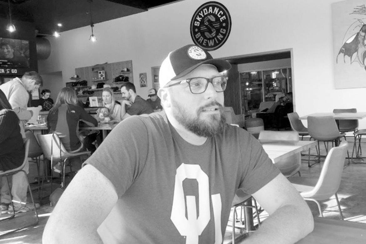 Iowa Tribe of Oklahoma Chairman Jake Keyes pauses for a photo at his Oklahoma City brewery, Skydance Brewing, on Nov. 27, 2021. (Courtesy Photo/ The Oklahoman)