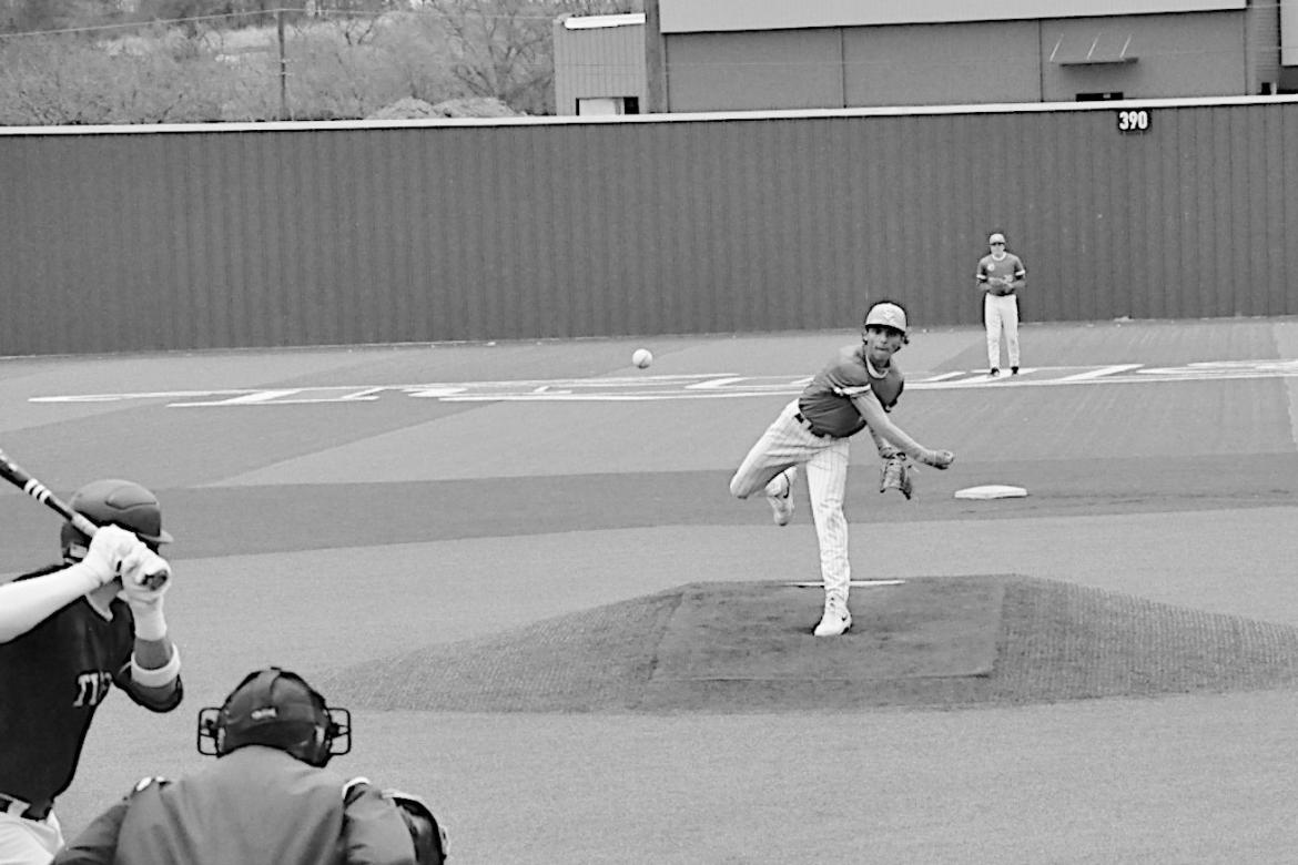 Seminole Chieftain pitcher Ostin Bighead delivers the fast ball Friday. Staff Photo by Bill Anderson