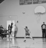 New Lima Falconette Jaylee Ipock takes the shot from three-point range. Staff Photo by Bill Anderson