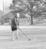 Seminole Chieftain golfer Sam Self eyes the ball before his swing Wednesday morning. Staff Photo by Bill Anderson